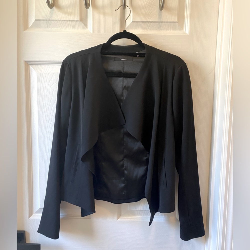 Black suit blazer with waterfall finish